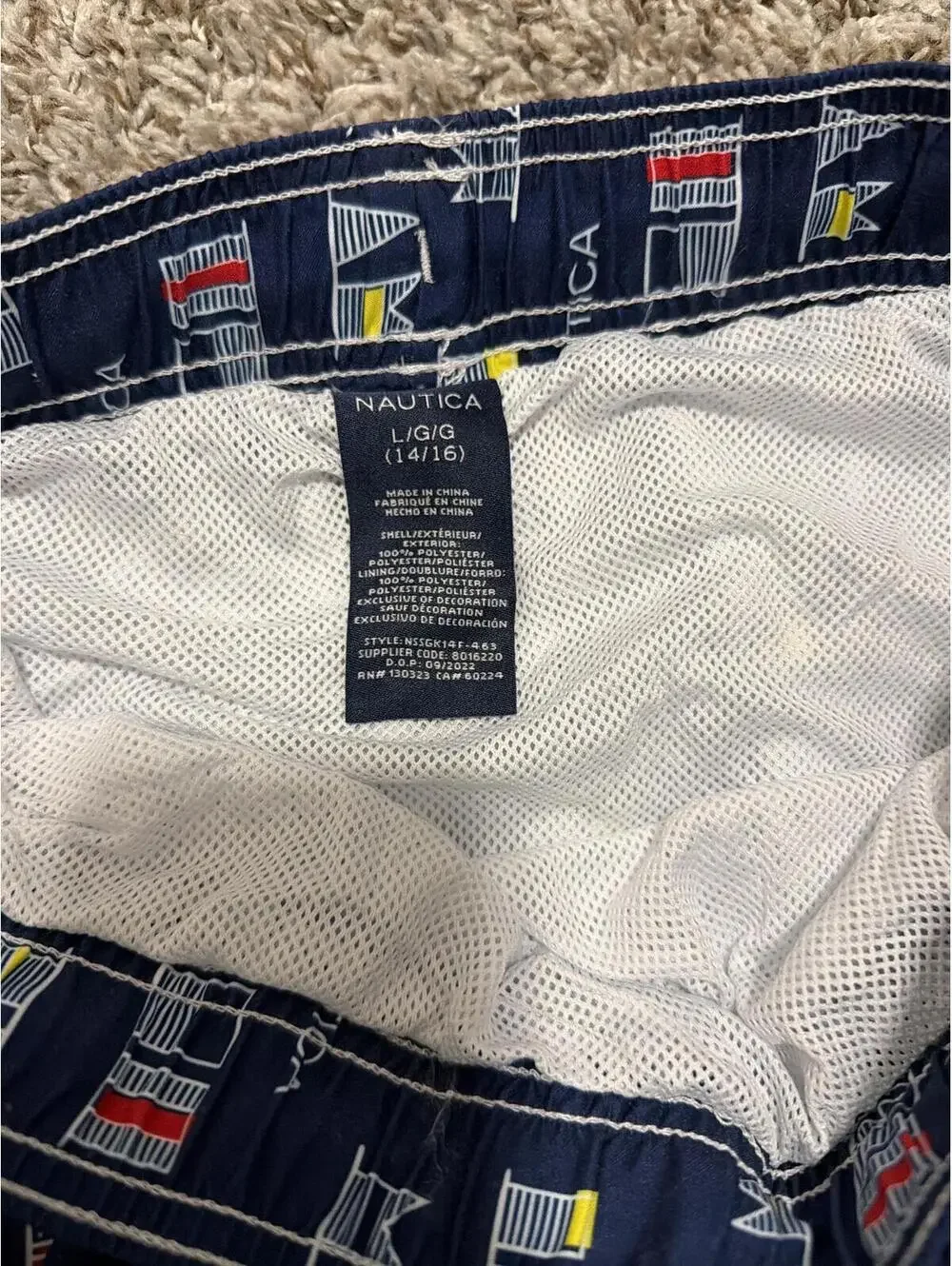 Nautica Boys World Flags Swim Trunks Large